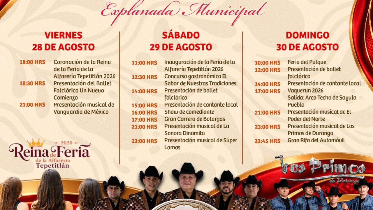 Tepetitlán, se prepara para vivir tres días de fiesta en la Feria de la Alfarería 2026.